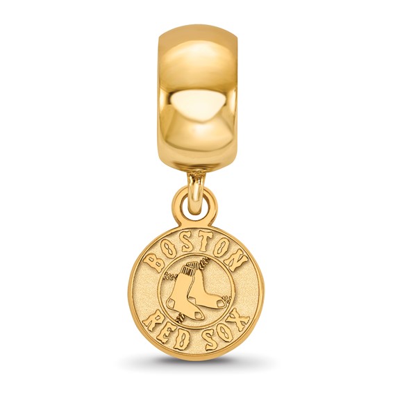 Sterling Silver Gold Plated Major League Baseball LogoArt Boston Red Sox Extra Small Dangle Bead