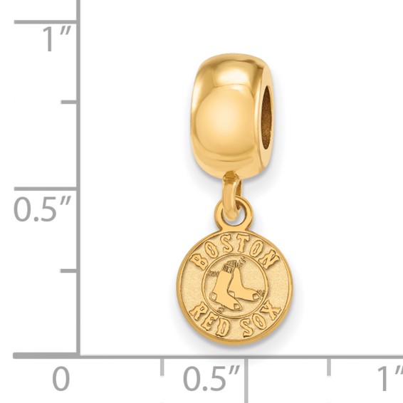 Sterling Silver Gold Plated Major League Baseball LogoArt Boston Red Sox Extra Small Dangle Bead