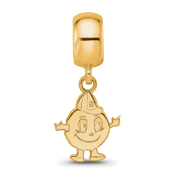 Sterling Silver Gold-plated LogoArt Syracuse University Mascot Small Dangle Bead Charm