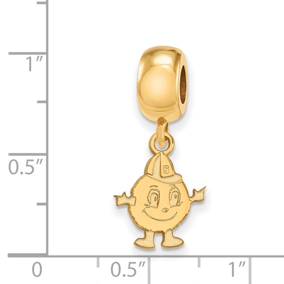 Sterling Silver Gold-plated LogoArt Syracuse University Mascot Small Dangle Bead Charm