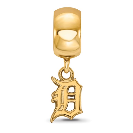 Sterling Silver Gold Plated Major League Baseball LogoArt Detroit Tigers Dangle Bead