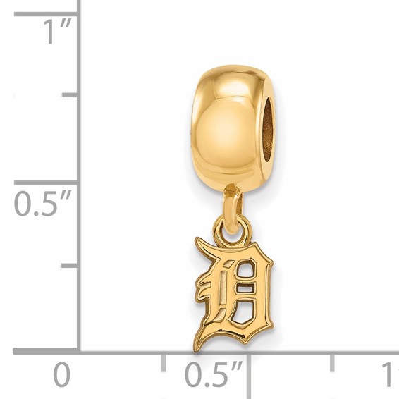 Sterling Silver Gold Plated Major League Baseball LogoArt Detroit Tigers Dangle Bead
