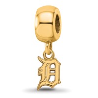Sterling Silver Gold Plated Major League Baseball LogoArt Detroit Tigers Dangle Bead view 1