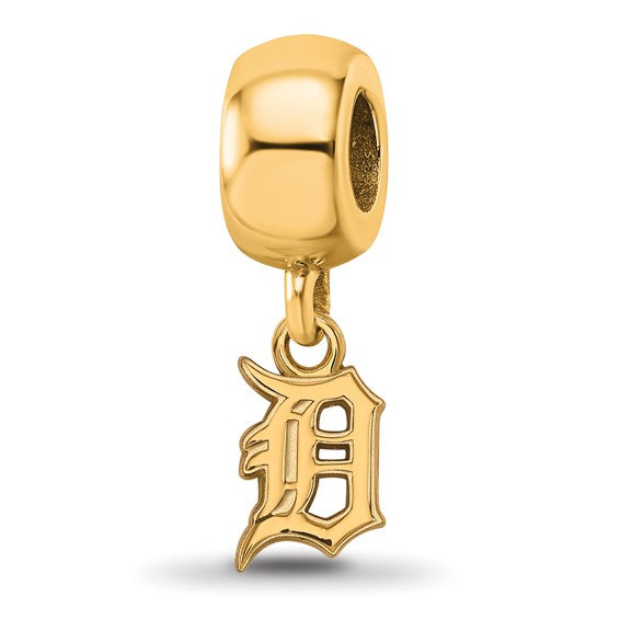 Sterling Silver Gold Plated Major League Baseball LogoArt Detroit Tigers Dangle Bead