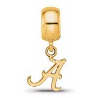 Sterling Silver Gold-plated LogoArt University of Alabama Letter a Extra Small Dangle Bead Charm view 4