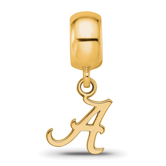Sterling Silver Gold-plated LogoArt University of Alabama Letter A Extra Small Dangle Bead Charm