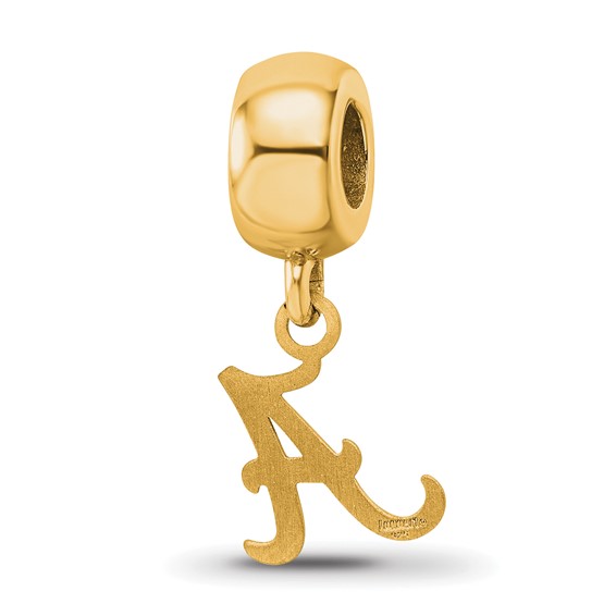 Sterling Silver Gold-plated LogoArt University of Alabama Letter A Extra Small Dangle Bead Charm