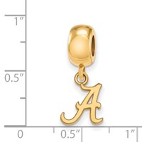 Sterling Silver Gold-plated LogoArt University of Alabama Letter a Extra Small Dangle Bead Charm view 3