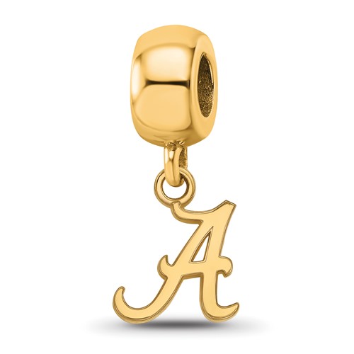 Sterling Silver Gold-plated LogoArt University of Alabama Letter a Extra Small Dangle Bead Charm