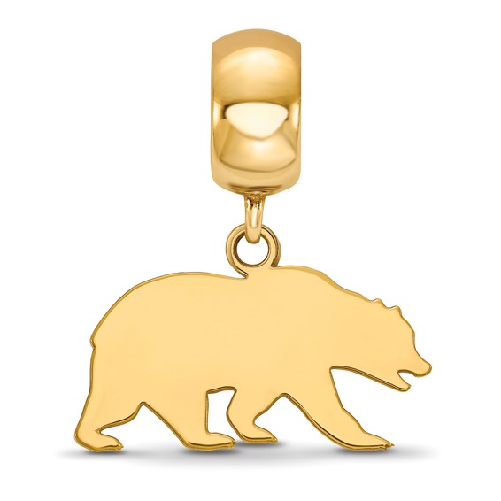 Sterling Silver Gold-plated LogoArt University of California Berkeley Bear Small Dangle Bead Charm