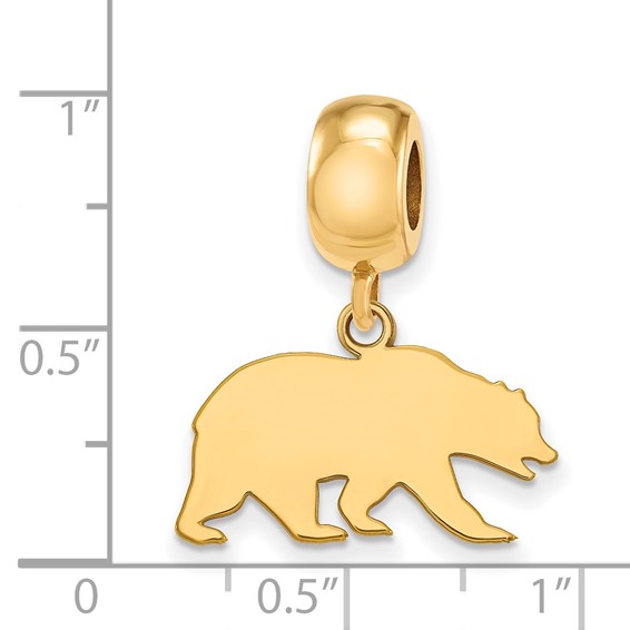 Sterling Silver Gold-plated LogoArt University of California Berkeley Bear Small Dangle Bead Charm