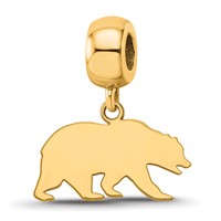Sterling Silver Gold-plated LogoArt University of California Berkeley Bear Small Dangle Bead Charm view 1