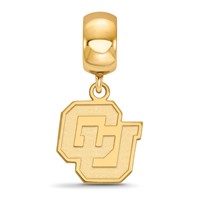 Sterling Silver Gold-plated LogoArt University of Colorado C-u Small Dangle Bead Charm view 3