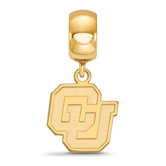 Sterling Silver Gold-plated LogoArt University of Colorado C-U Small Dangle Bead Charm