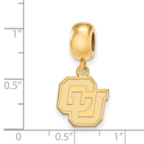 Sterling Silver Gold-plated LogoArt University of Colorado C-U Small Dangle Bead Charm