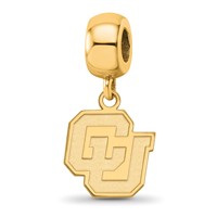 Sterling Silver Gold-plated LogoArt University of Colorado C-u Small Dangle Bead Charm view 1