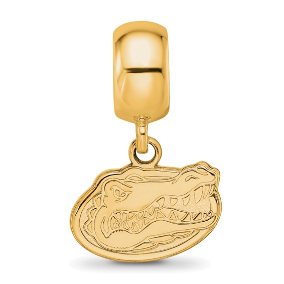 Sterling Silver Gold-plated LogoArt University of Florida Gator Extra Small Dangle Bead Charm