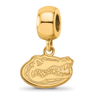 Sterling Silver Gold-plated LogoArt University of Florida Gator Extra Small Dangle Bead Charm