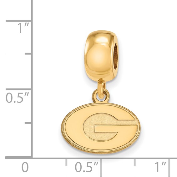 Sterling Silver Gold-plated LogoArt University of Georgia Letter G Extra Small Dangle Bead Charm