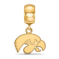 Sterling Silver Gold-plated LogoArt University of Iowa Hawk Extra Small Dangle Bead Charm view 3