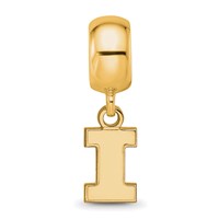 Sterling Silver Gold-plated LogoArt University of Illinois Letter I Extra Small Dangle Bead Charm view 4