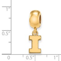 Sterling Silver Gold-plated LogoArt University of Illinois Letter I Extra Small Dangle Bead Charm view 3