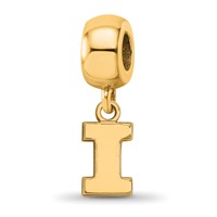Sterling Silver Gold-plated LogoArt University of Illinois Letter I Extra Small Dangle Bead Charm view 1