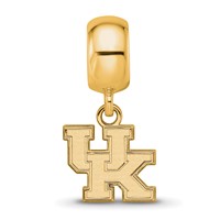 Sterling Silver Gold-plated LogoArt University of Kentucky U-k Extra Small Dangle Bead Charm view 4
