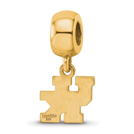 Sterling Silver Gold-plated LogoArt University of Kentucky U-K Extra Small Dangle Bead Charm