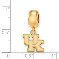 Sterling Silver Gold-plated LogoArt University of Kentucky U-k Extra Small Dangle Bead Charm view 3
