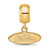 Sterling Silver Gold-plated LogoArt University of Mississippi Ole Miss Extra Small Oval Dangle Bead Charm view 4
