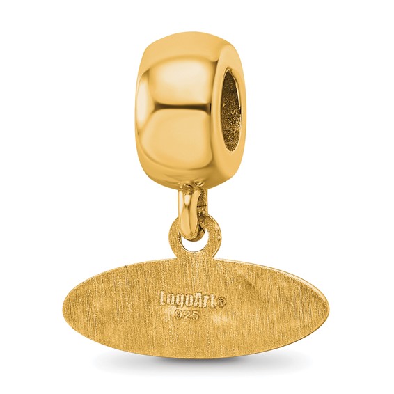 Sterling Silver Gold-plated LogoArt University of Mississippi Ole Miss Extra Small Oval Dangle Bead Charm