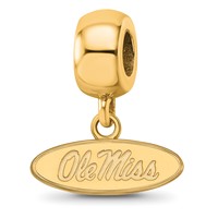 Sterling Silver Gold-plated LogoArt University of Mississippi Ole Miss Extra Small Oval Dangle Bead Charm view 1