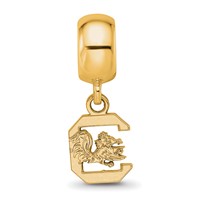Sterling Silver Gold-plated LogoArt University of South Carolina Extra Small Dangle Bead Charm view 4