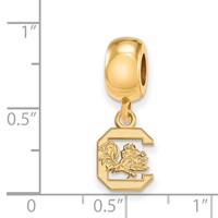Sterling Silver Gold-plated LogoArt University of South Carolina Extra Small Dangle Bead Charm view 3