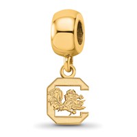 Sterling Silver Gold-plated LogoArt University of South Carolina Extra Small Dangle Bead Charm view 1