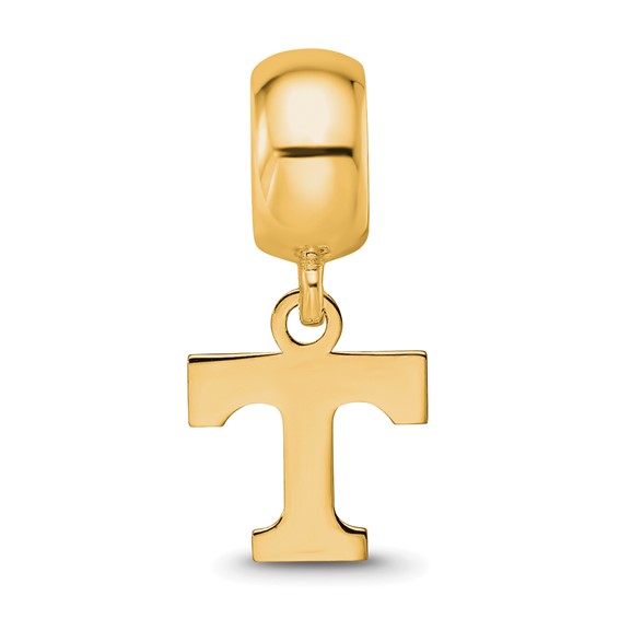 Sterling Silver Gold-plated LogoArt University of Tennessee Letter T Extra Small Dangle Bead Charm