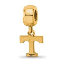 Sterling Silver Gold-plated LogoArt University of Tennessee Letter T Extra Small Dangle Bead Charm view 5