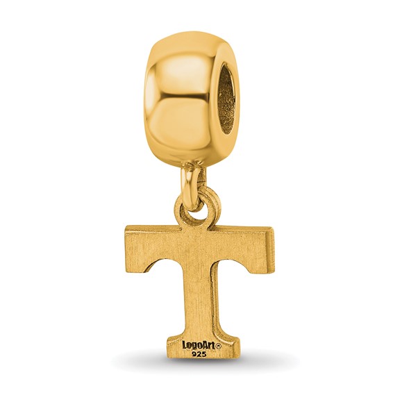 Sterling Silver Gold-plated LogoArt University of Tennessee Letter T Extra Small Dangle Bead Charm