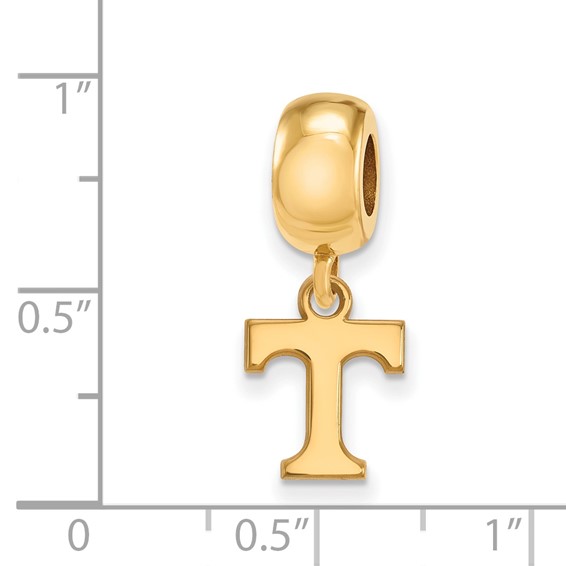 Sterling Silver Gold-plated LogoArt University of Tennessee Letter T Extra Small Dangle Bead Charm