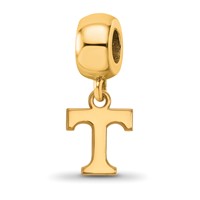 Sterling Silver Gold-plated LogoArt University of Tennessee Letter T Extra Small Dangle Bead Charm view 1