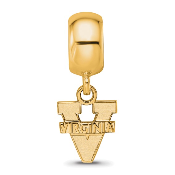 Sterling Silver Gold-plated LogoArt University of Virginia Extra Small Dangle Bead Charm