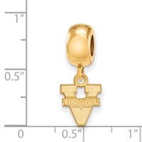 Sterling Silver Gold-plated LogoArt University of Virginia Extra Small Dangle Bead Charm view 3