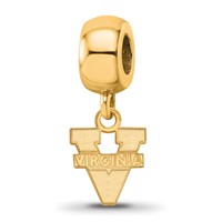 Sterling Silver Gold-plated LogoArt University of Virginia Extra Small Dangle Bead Charm view 1