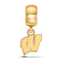 Sterling Silver Gold-plated LogoArt University of Wisconsin Letter W Extra Small Dangle Bead Charm view 3