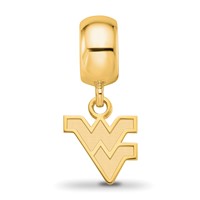 Sterling Silver Gold-plated LogoArt West Virginia University W-v Extra Small Dangle Bead Charm view 4