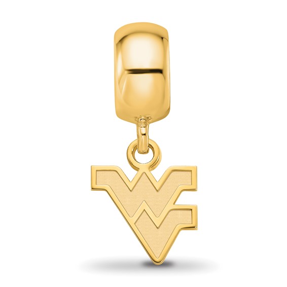 Sterling Silver Gold-plated LogoArt West Virginia University W-V Extra Small Dangle Bead Charm
