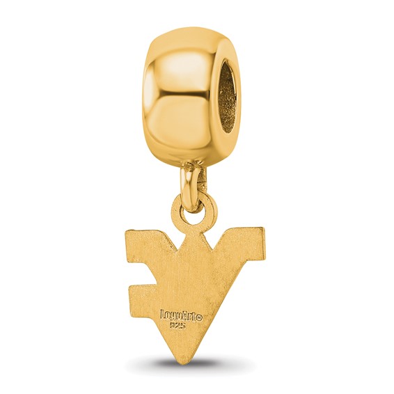 Sterling Silver Gold-plated LogoArt West Virginia University W-V Extra Small Dangle Bead Charm