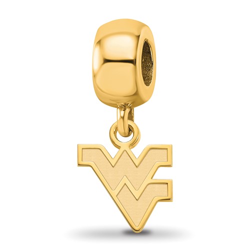 Sterling Silver Gold-plated LogoArt West Virginia University W-v Extra Small Dangle Bead Charm