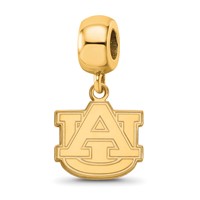 Sterling Silver Gold-plated LogoArt Auburn University A-u Small Dangle Bead Charm view 1